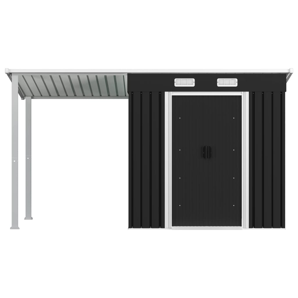 Garden Shed with Extended Roof Anthracite 335x121x184 cm Steel