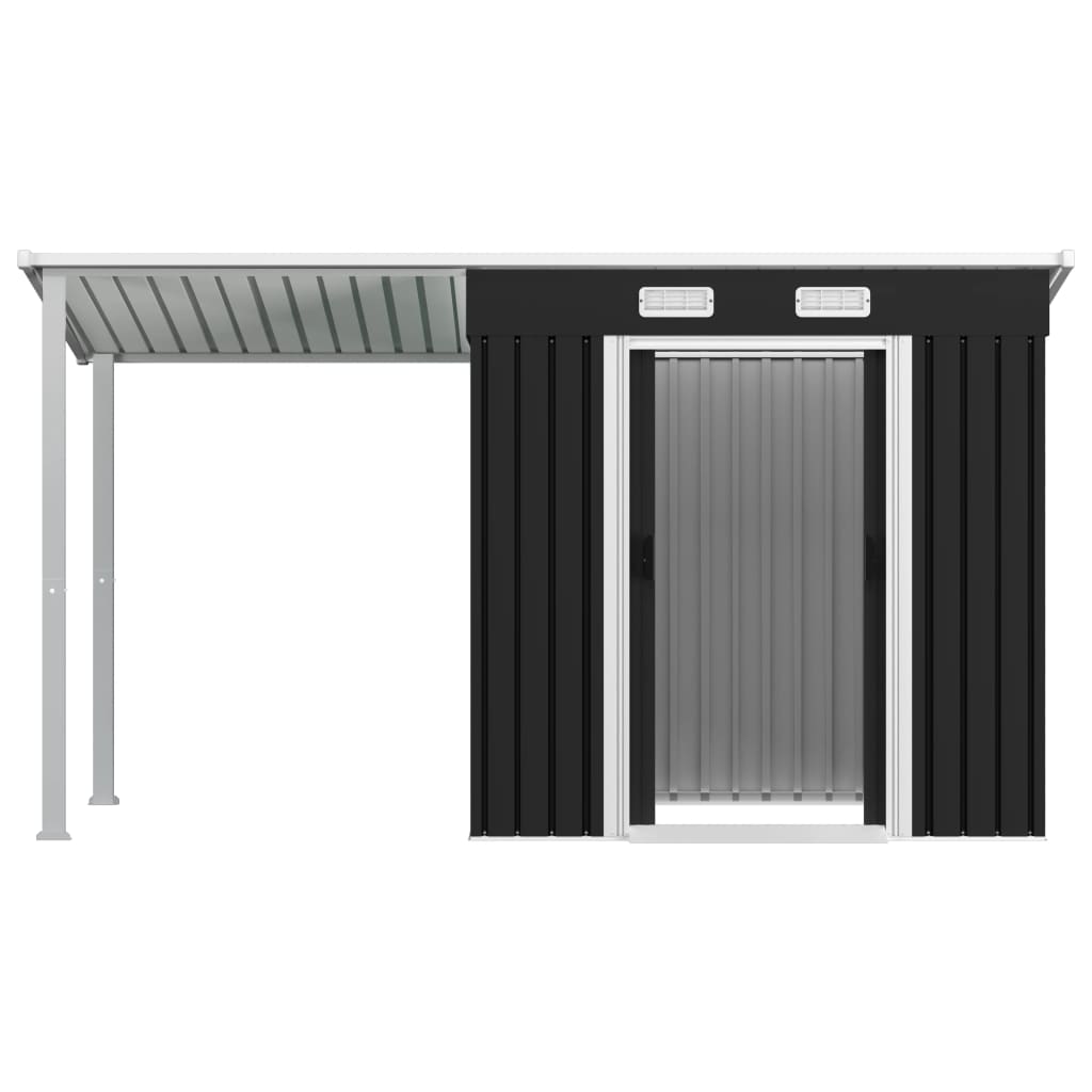 Garden Shed with Extended Roof Anthracite 335x121x184 cm Steel