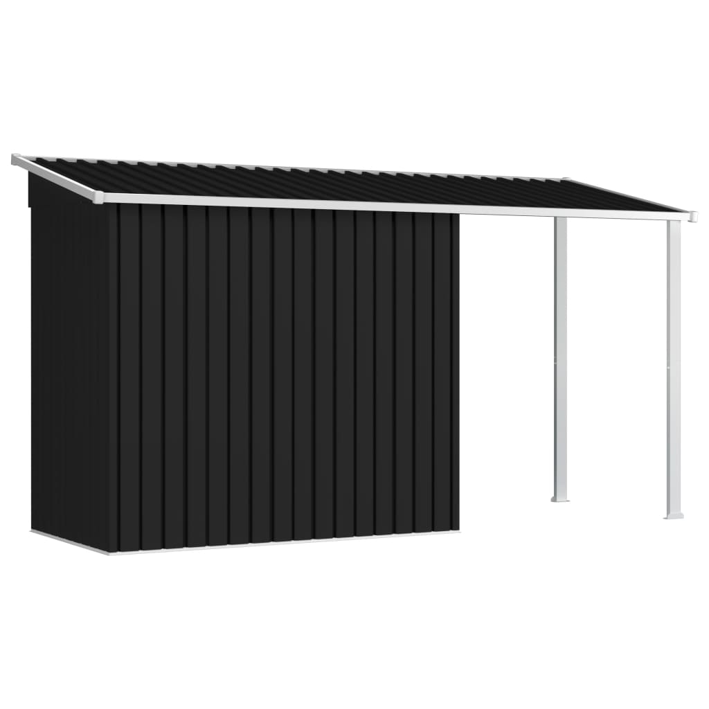 Garden Shed with Extended Roof Anthracite 335x121x184 cm Steel