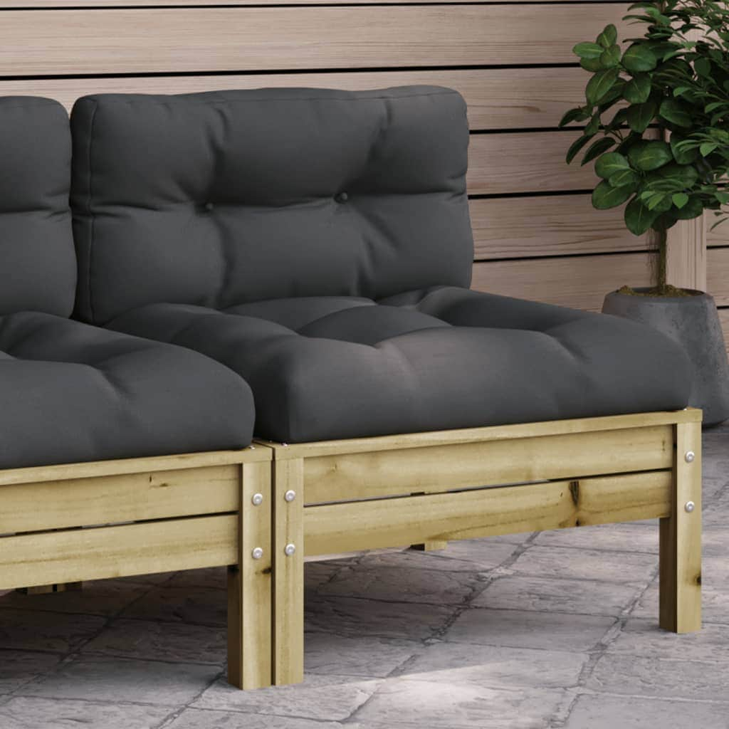 Garden Sofas Armless with Cushions 2 pcs Solid Wood Douglas