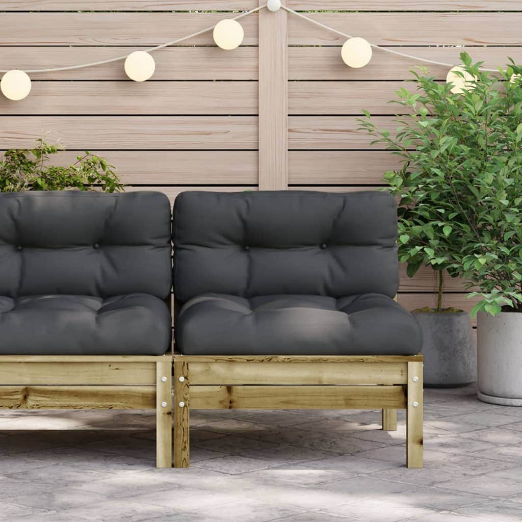 Garden Sofas Armless with Cushions 2 pcs Solid Wood Douglas