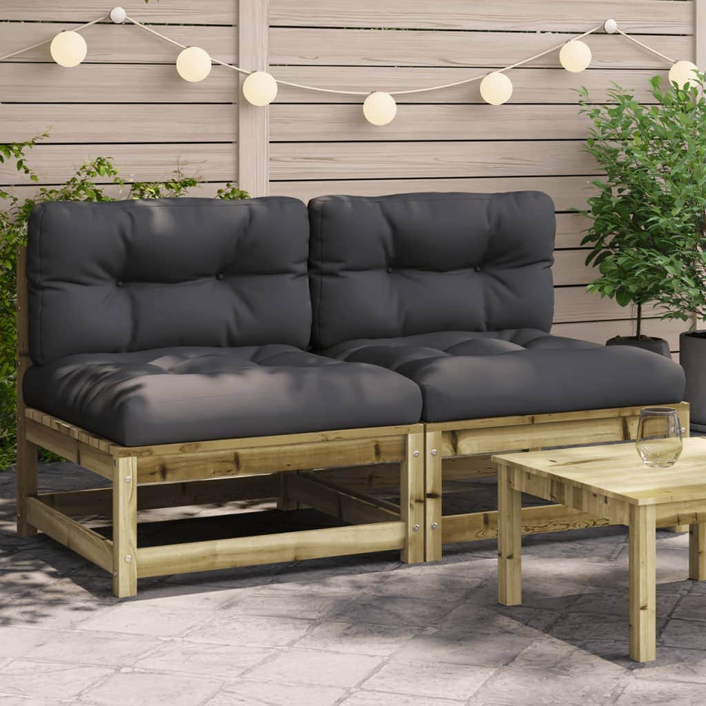 Garden Sofas Armless with Cushions 2 pcs Solid Wood Douglas