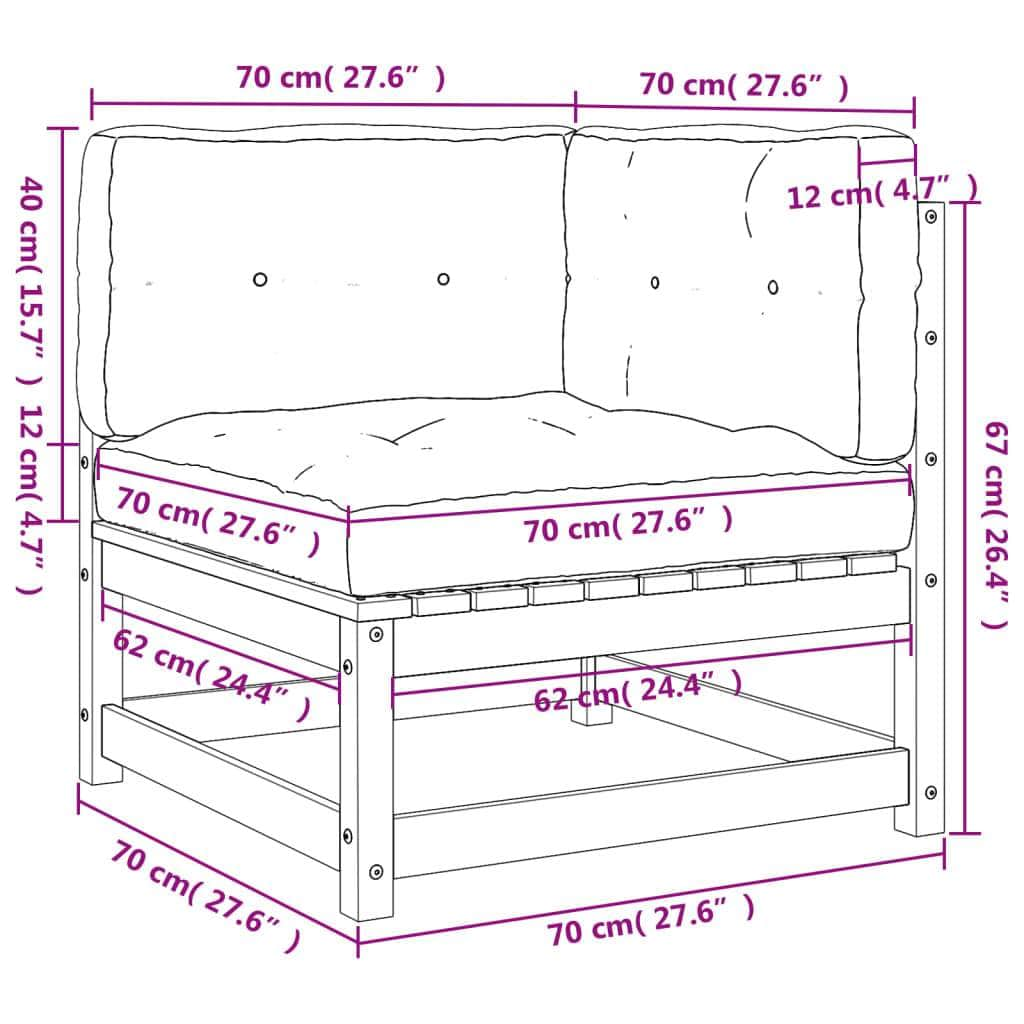 Garden Sofas Corner with Cushions 2 pcs Impregnated Wood Pine