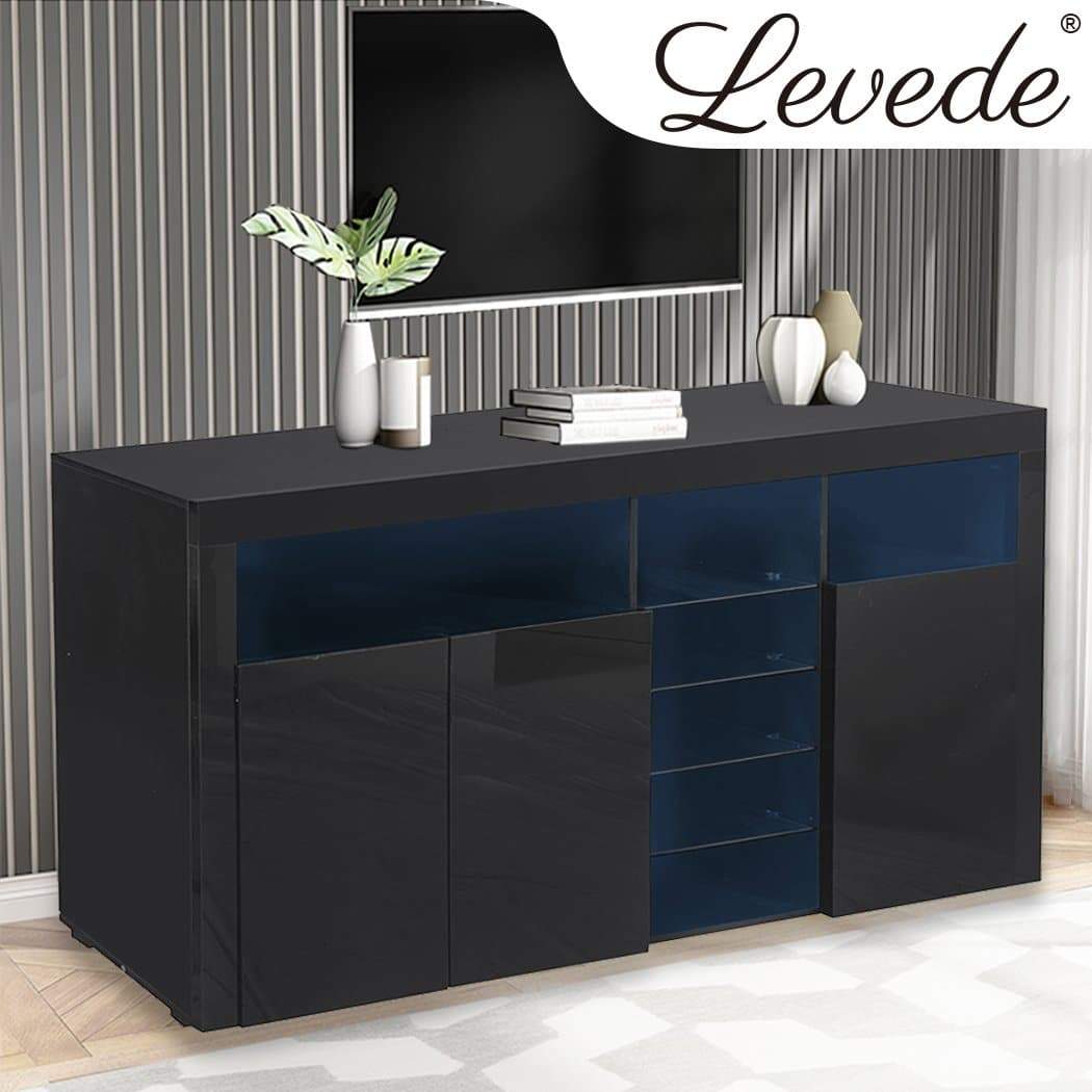 dining room High Gloss Sideboard Cabinet Storage Black