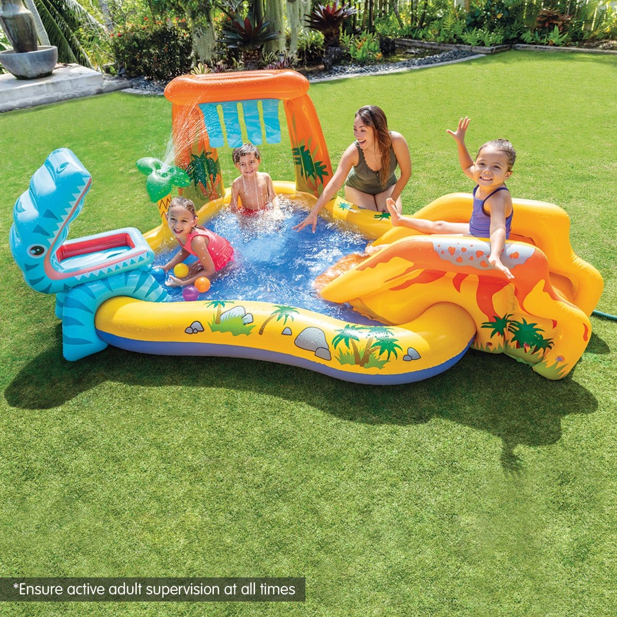 Intex 57444 Dinosaur Play Centre Kids Inflatable Pool With Water Slide