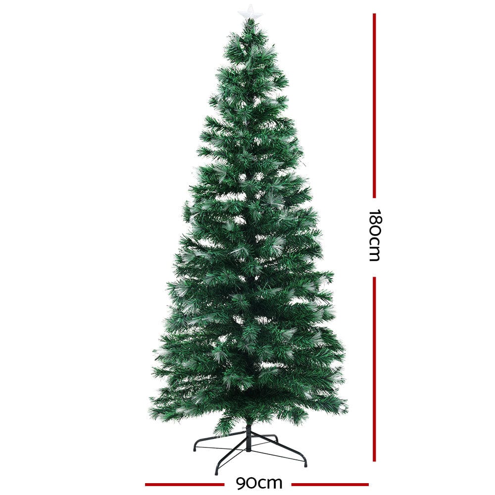 Jingle Jollys Christmas Tree 1.8M 6Ft Led Xmas Multi Colour Lights Optic Fibre