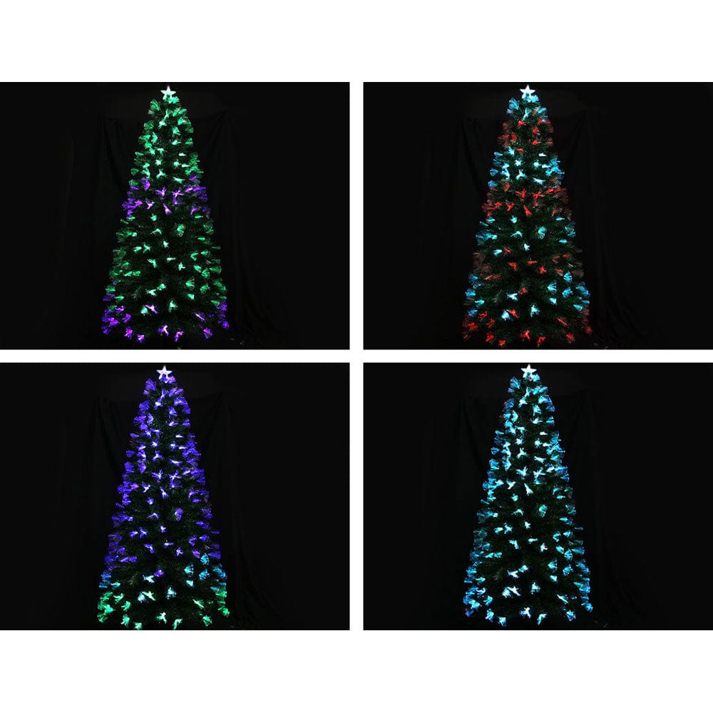 Jingle Jollys Christmas Tree 1.8M 6Ft Led Xmas Multi Colour Lights Optic Fibre