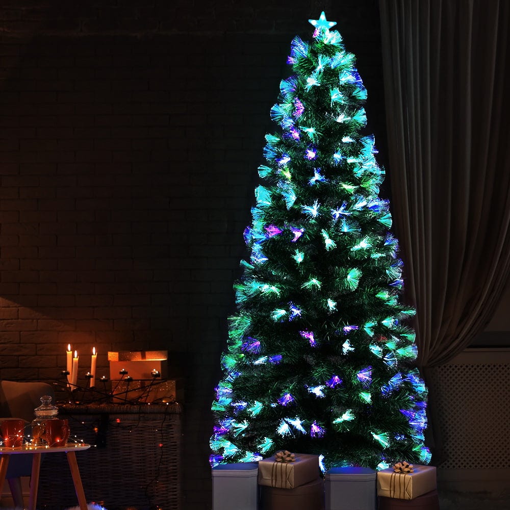 Jingle Jollys Christmas Tree 1.8M 6Ft Led Xmas Multi Colour Lights Optic Fibre