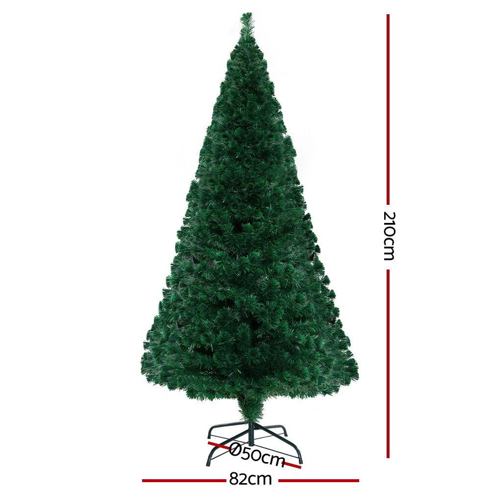 Christmas Jingle Jollys Christmas Tree 2.1M 7FT LED Xmas Fibre Optic Multi Warm White