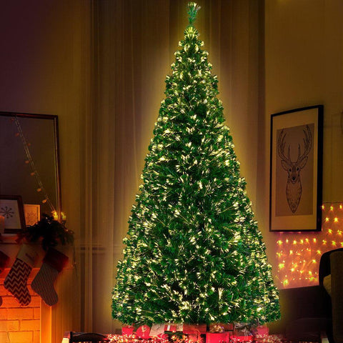 Christmas Jingle Jollys Christmas Tree 2.1M 7FT LED Xmas Fibre Optic Multi Warm White