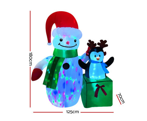 Jingle Jollys Inflatable Christmas 1.8M Snowman LED Lights Outdoor Decorations