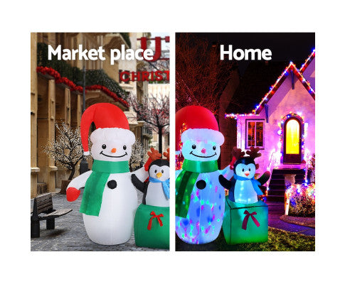 Jingle Jollys Inflatable Christmas 1.8M Snowman LED Lights Outdoor Decorations