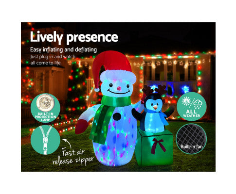 Jingle Jollys Inflatable Christmas 1.8M Snowman LED Lights Outdoor Decorations