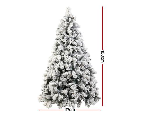 Christmas Jingle Jollys Snowy Christmas Tree 1.8M 6FT LED Lights Xmas Decorations Warm White