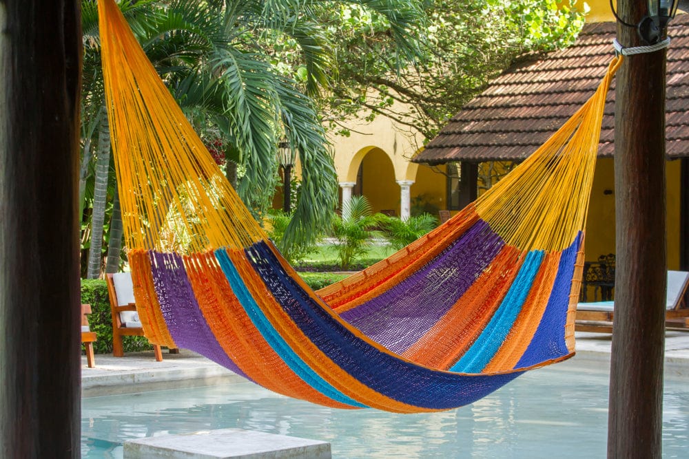 Jumbo Size Outdoor Cotton Mexican Hammock in Alegra Colour