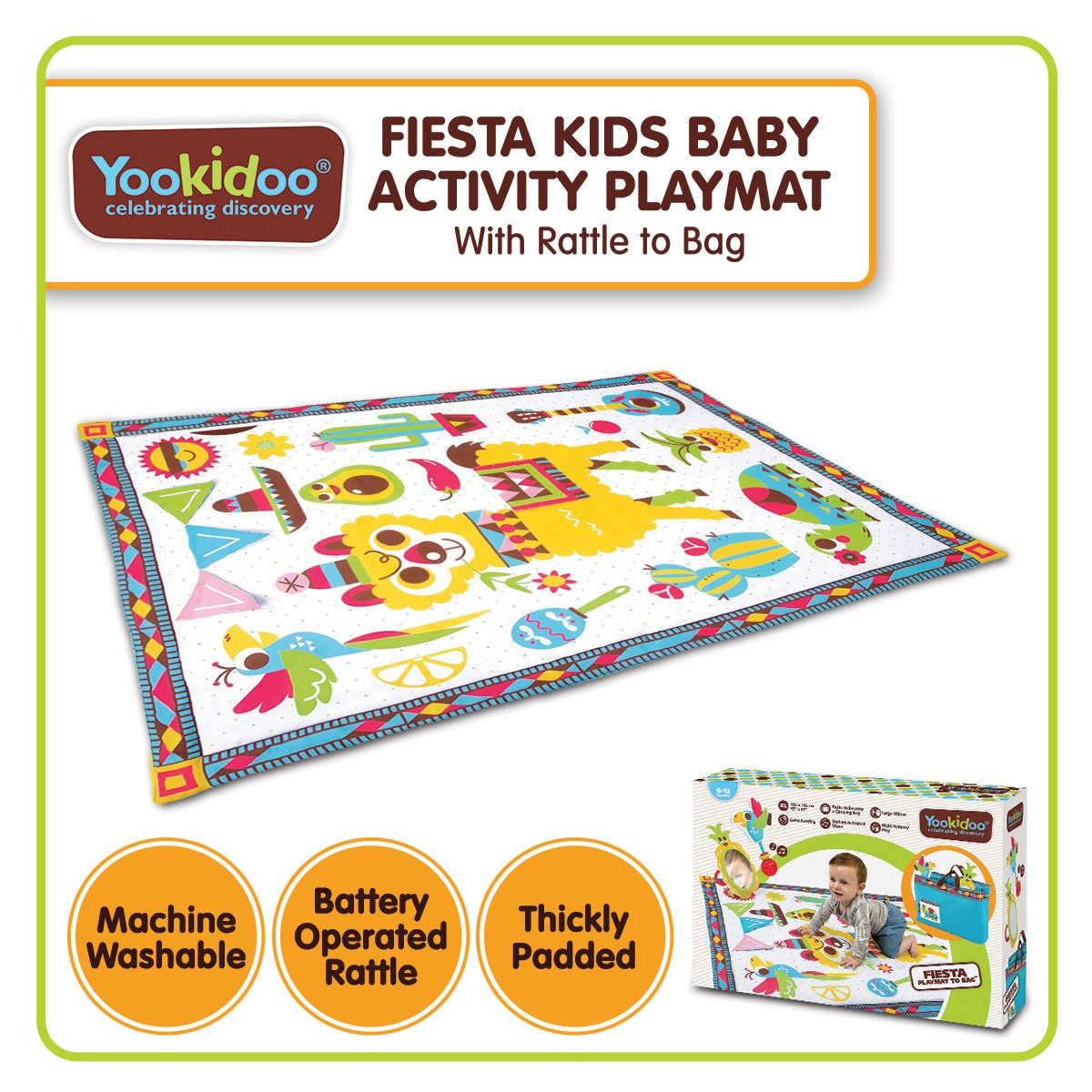 learning Kids Baby Activity Playmat to Bag with Musical Rattle