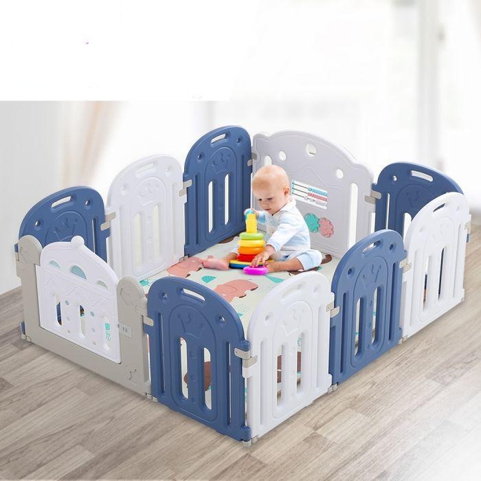 Kids Baby Playpen Safety Gate with Music Toy Blue