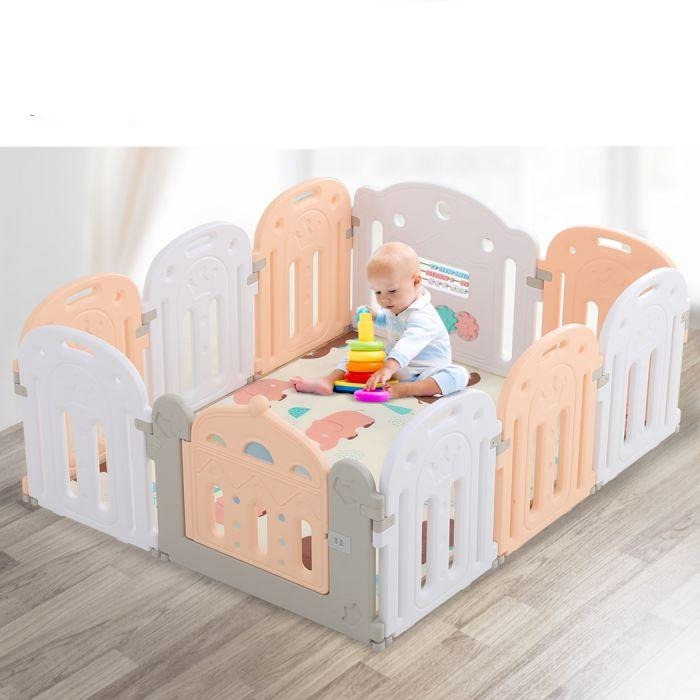 Kids Baby Playpen Safety Gate with Music Toy Pink