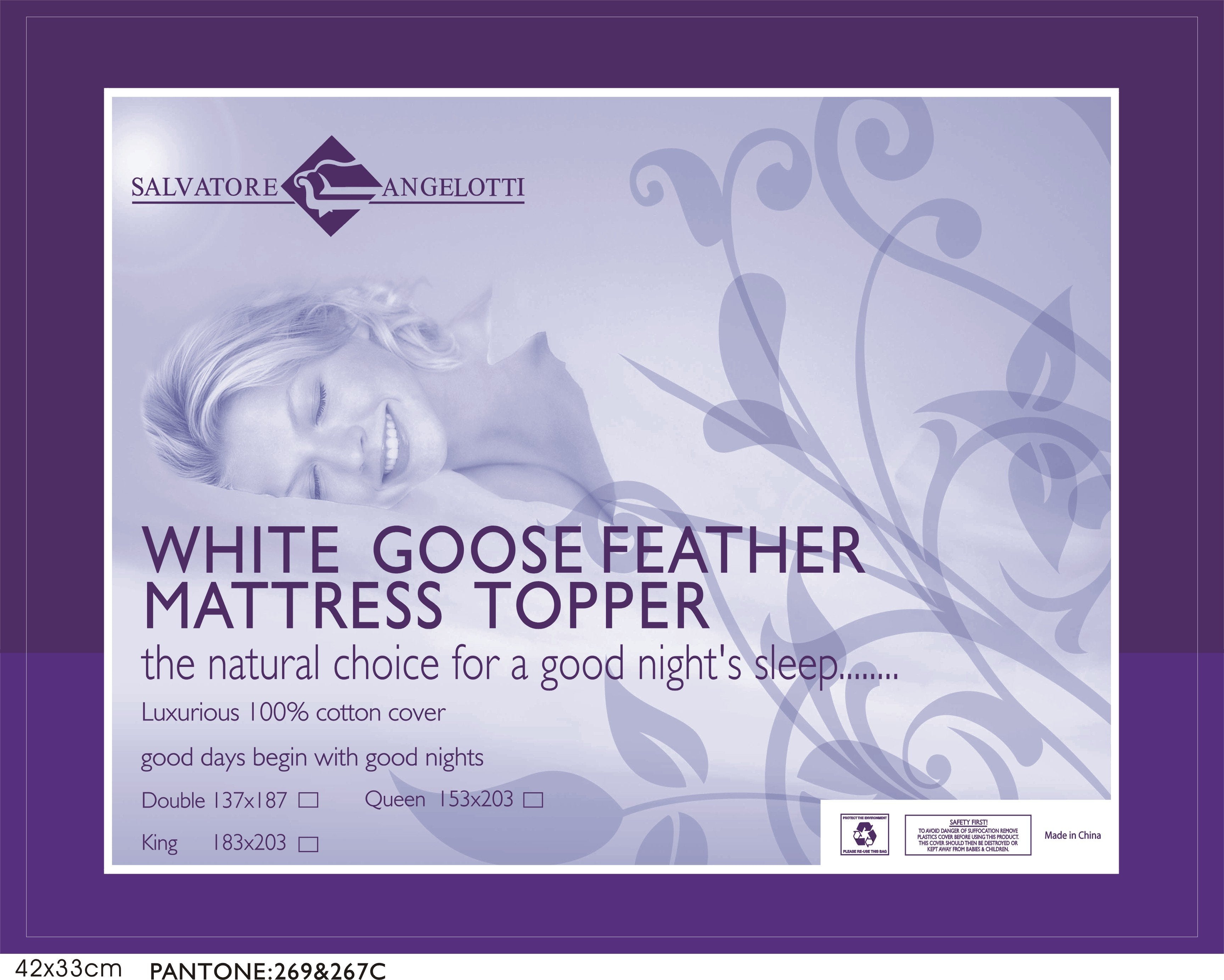 Bedding King Mattress Topper - 100% Goose Feather