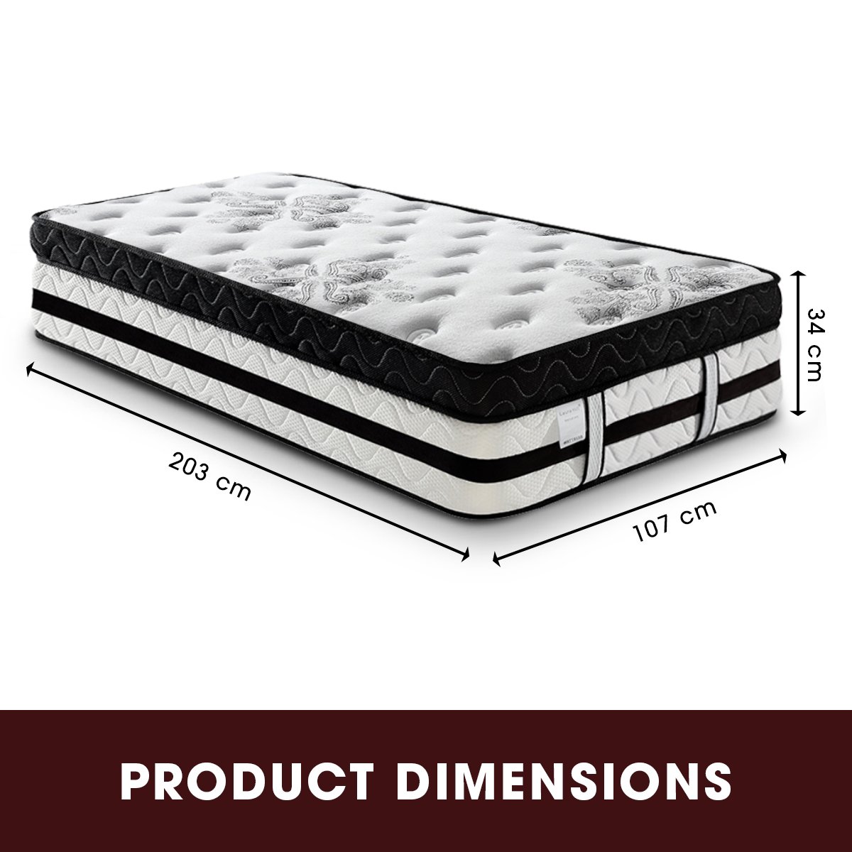 bedding King Single Mattress  with Euro Top - 34cm