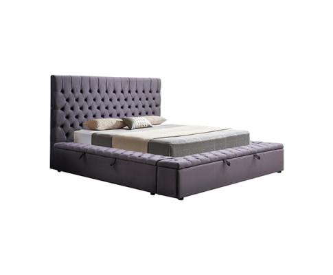 King Size Bedframe Velvet Upholstery Dark Grey