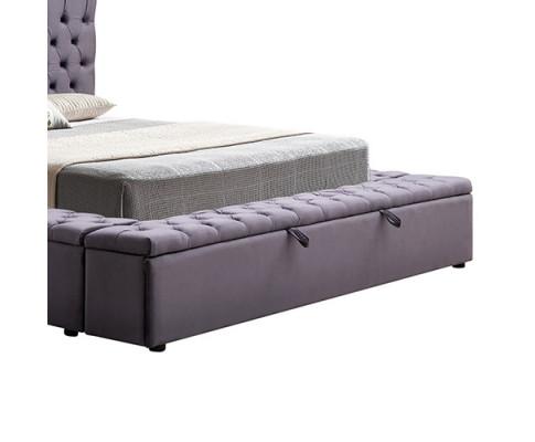 King Size Bedframe Velvet Upholstery Dark Grey