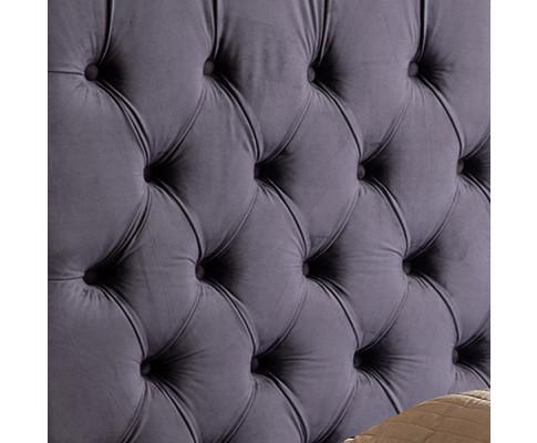 King Size Bedframe Velvet Upholstery Dark Grey