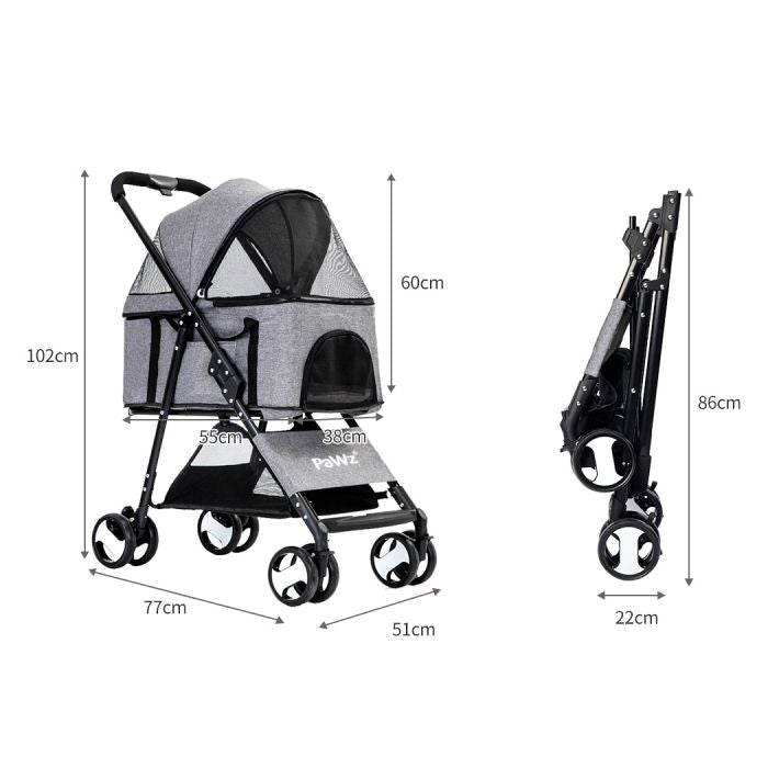 Large Pet Stroller Dog Cat Travel Carrier Pram Foldable Pushchair Outdoor