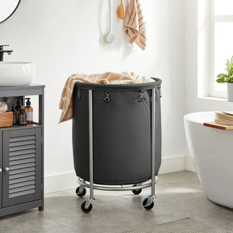 Laundry Basket with Wheels Black