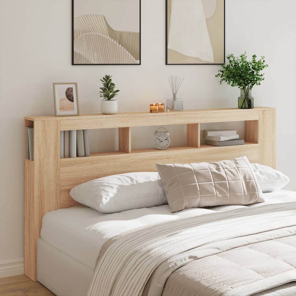 LED Headboard Sonoma Oak Engineered Wood