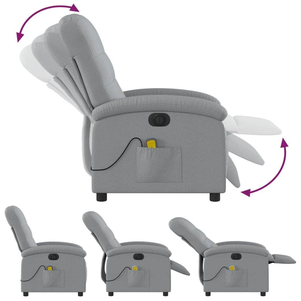 Light Grey Fabric Electric Massage Recliner Chair