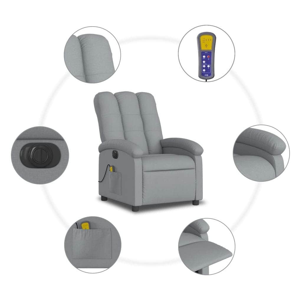 Light Grey Fabric Electric Massage Recliner Chair