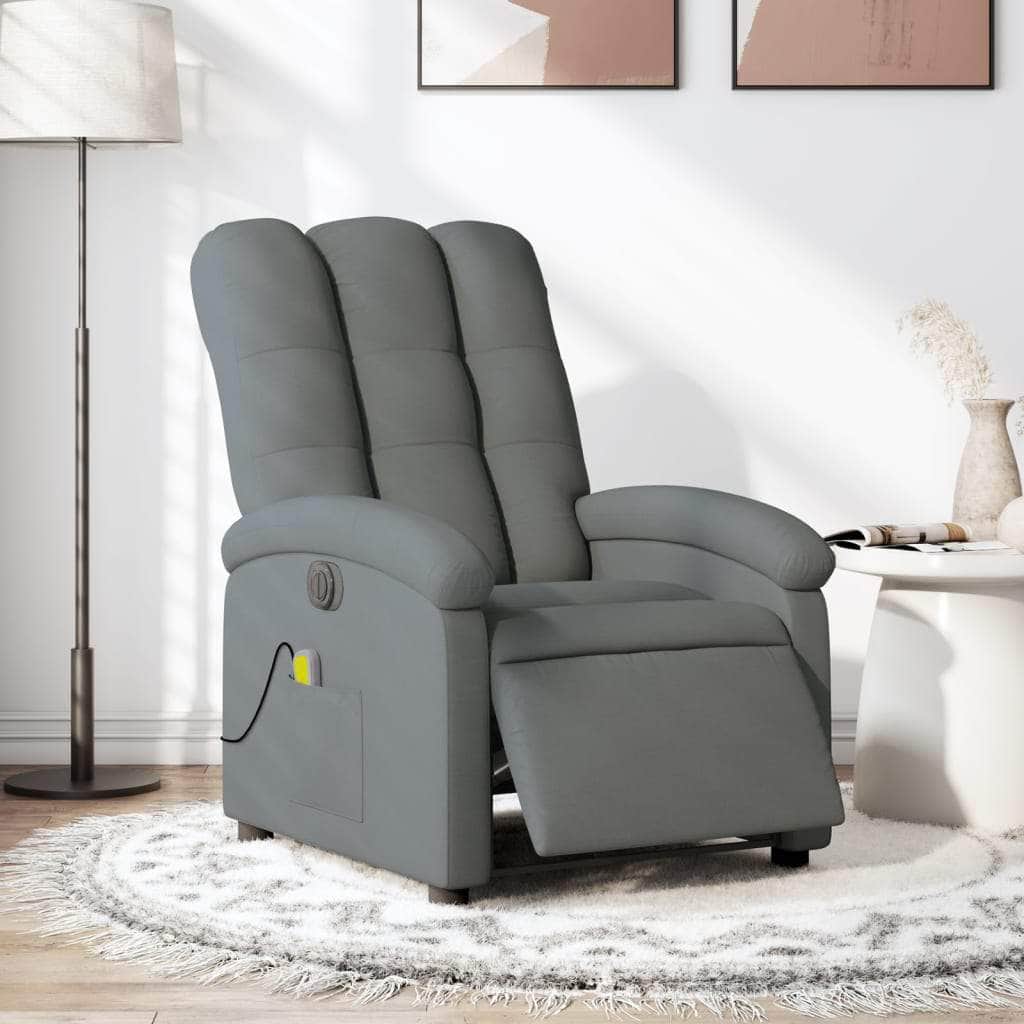 Light Grey Fabric Electric Massage Recliner Chair