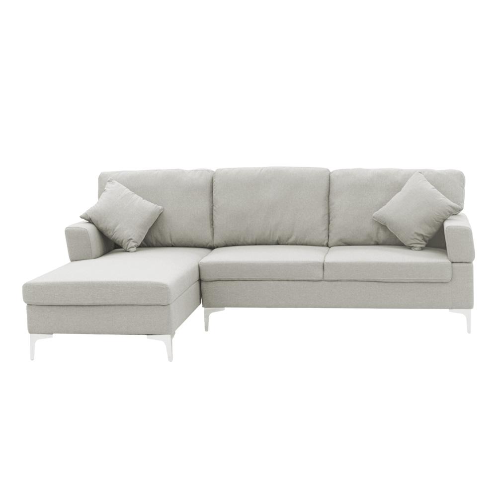 indoor furniture Linen Corner Sofa Couch Lounge with Chaise Seat Light Grey