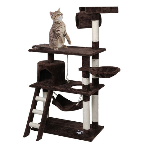 Luxurious Cat Tree Pet Scratcher Condo Tower 140cm Dark Brown