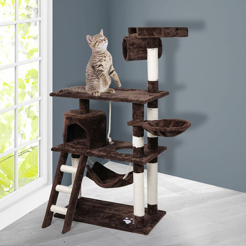 Pet Products Luxurious Cat Tree Pet Scratcher Condo Tower 140cm Dark Brown