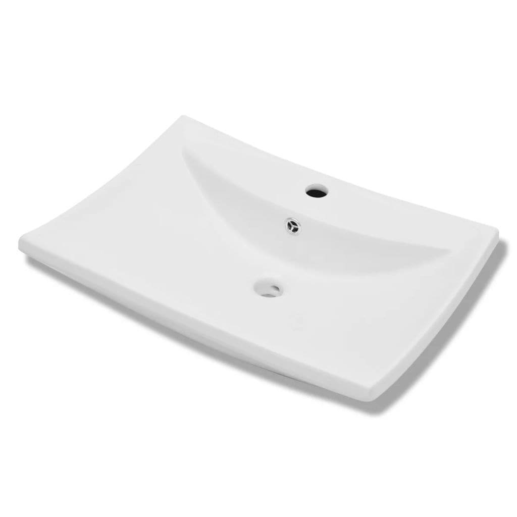 vidaxl35- Luxury Ceramic Basin Rectangular with Overflow & Faucet Hole