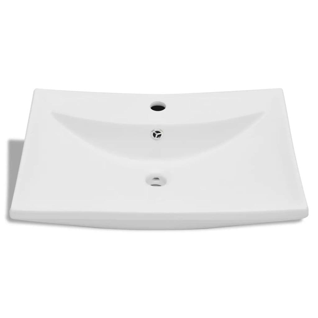 vidaxl35- Luxury Ceramic Basin Rectangular with Overflow & Faucet Hole