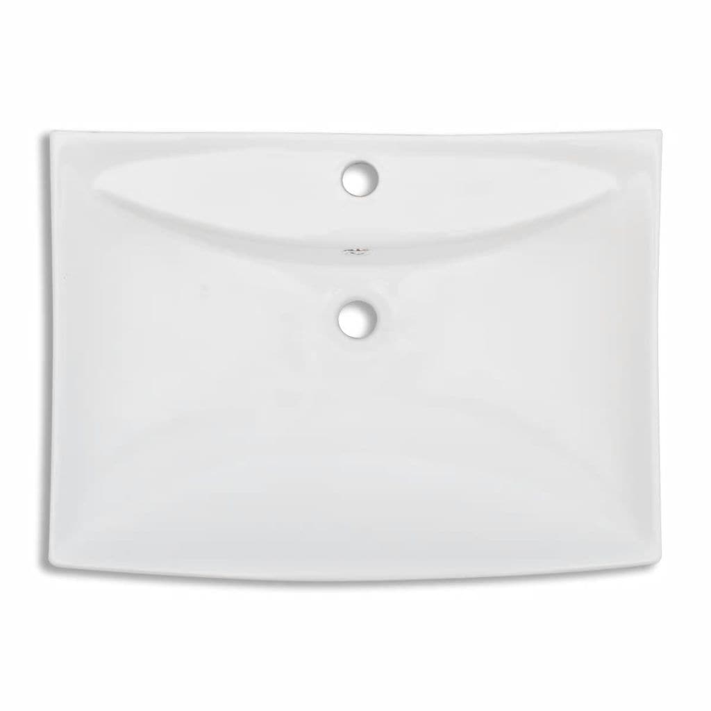 vidaxl35- Luxury Ceramic Basin Rectangular with Overflow & Faucet Hole