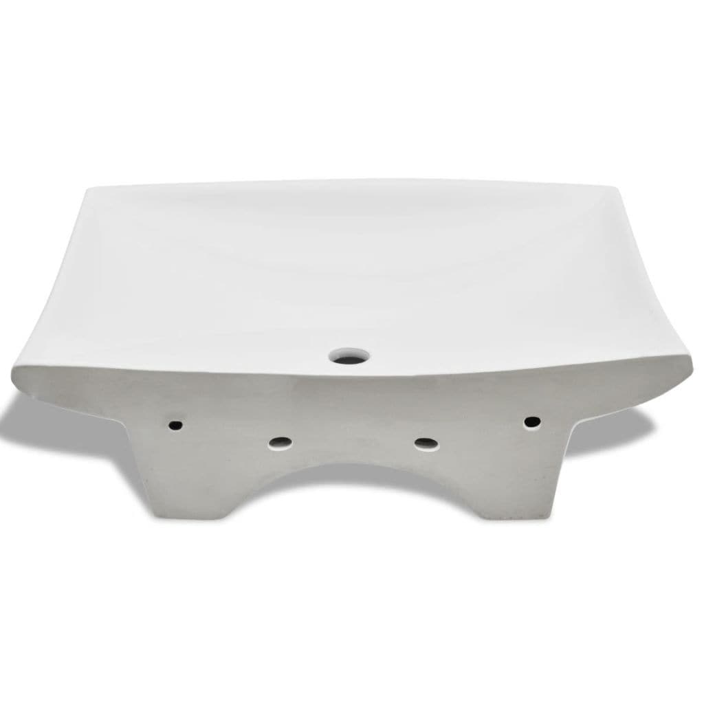 vidaxl35- Luxury Ceramic Basin Rectangular with Overflow & Faucet Hole