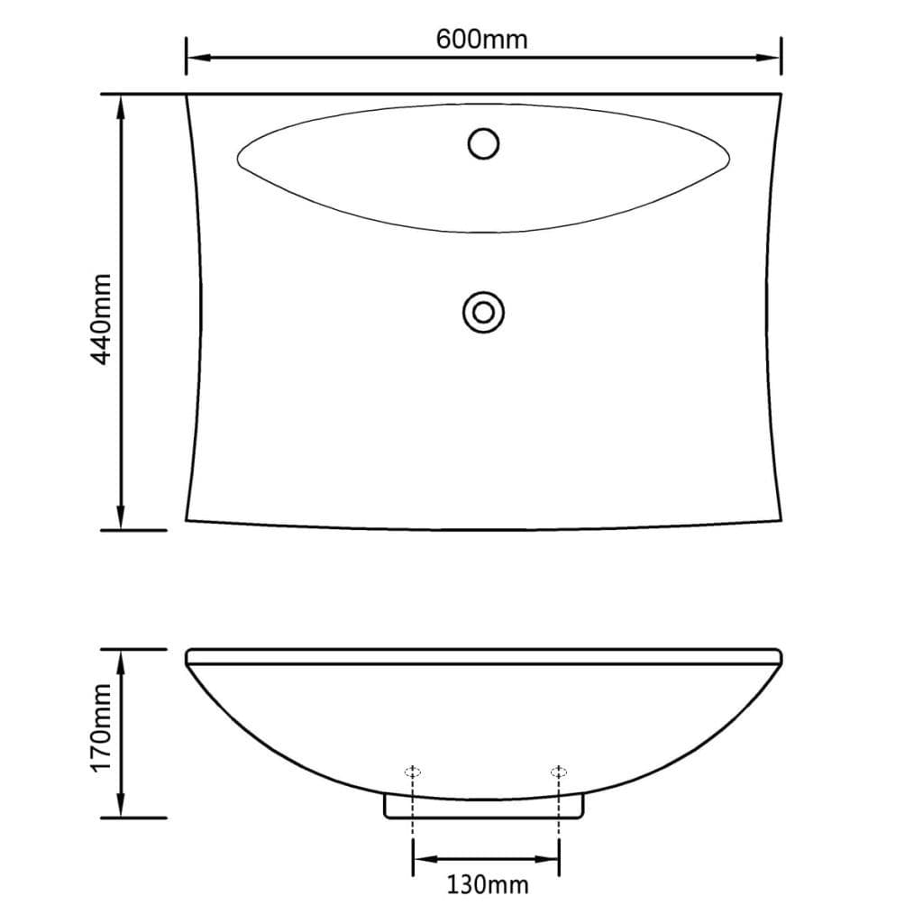 vidaxl35- Luxury Ceramic Basin Rectangular with Overflow & Faucet Hole