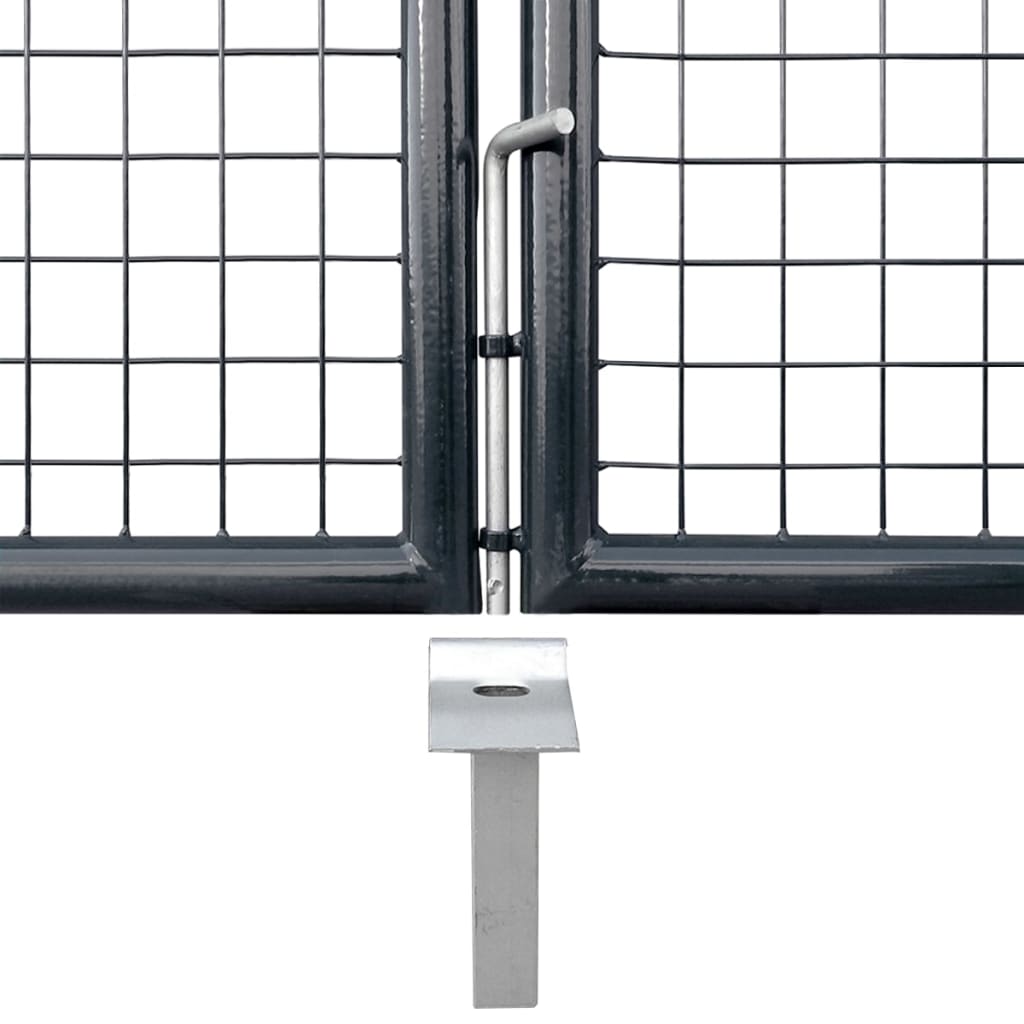 Mesh Garden Gate Galvanised Steel 289x125 cm Grey