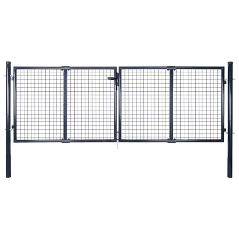 Mesh Garden Gate Galvanised Steel 289x125 cm Grey