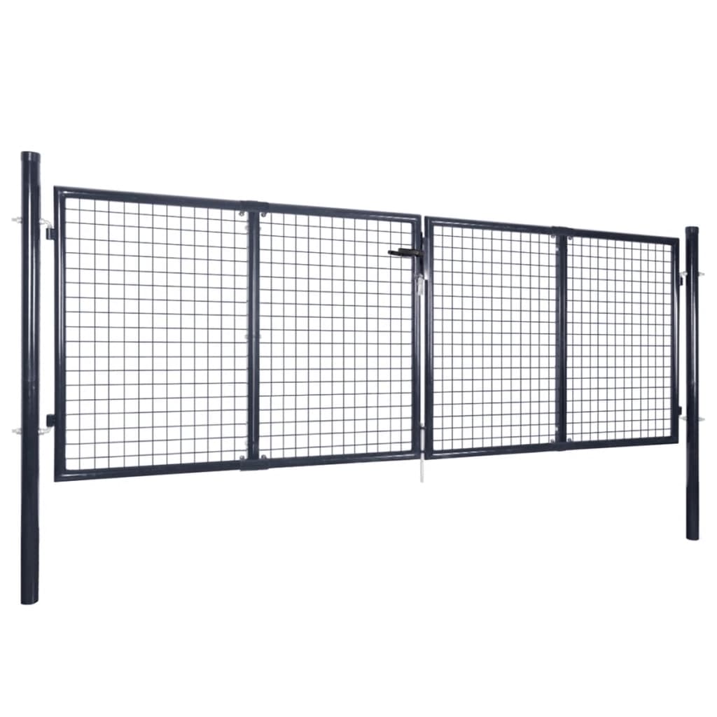 Mesh Garden Gate Galvanised Steel 289x125 cm Grey