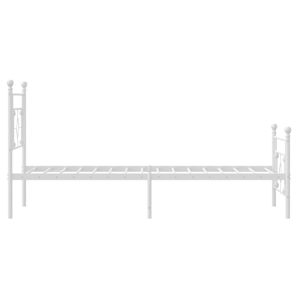 Metal Bed Frame with Headboard and Footboard White