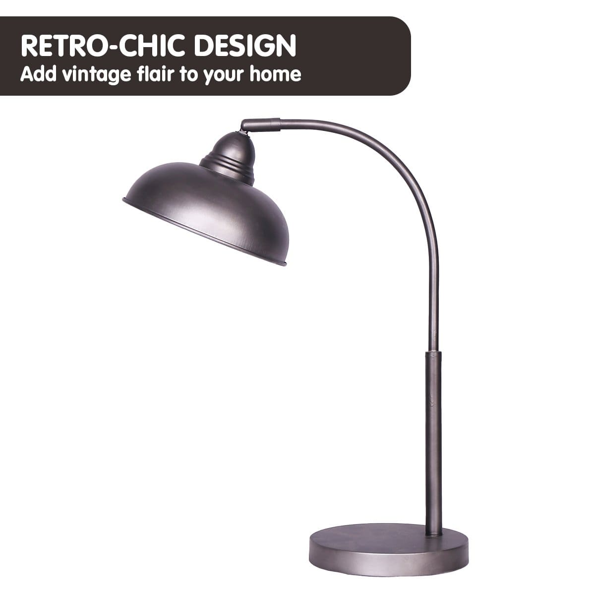 Metal Desk Lamp In Dark Grey Finish