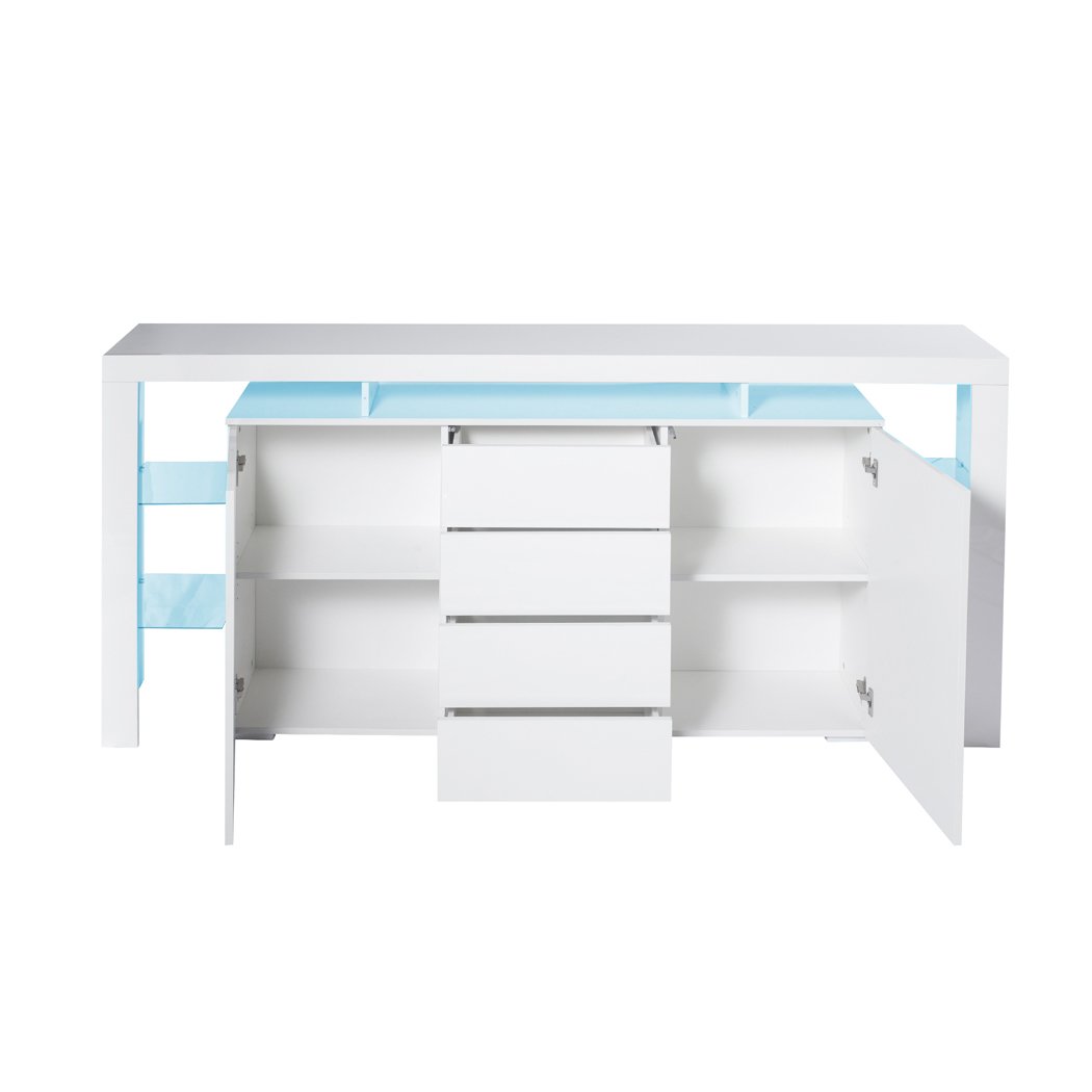 dining room Modern Sideboard Cabinet Storage Cupboard Drawers White 192Cm