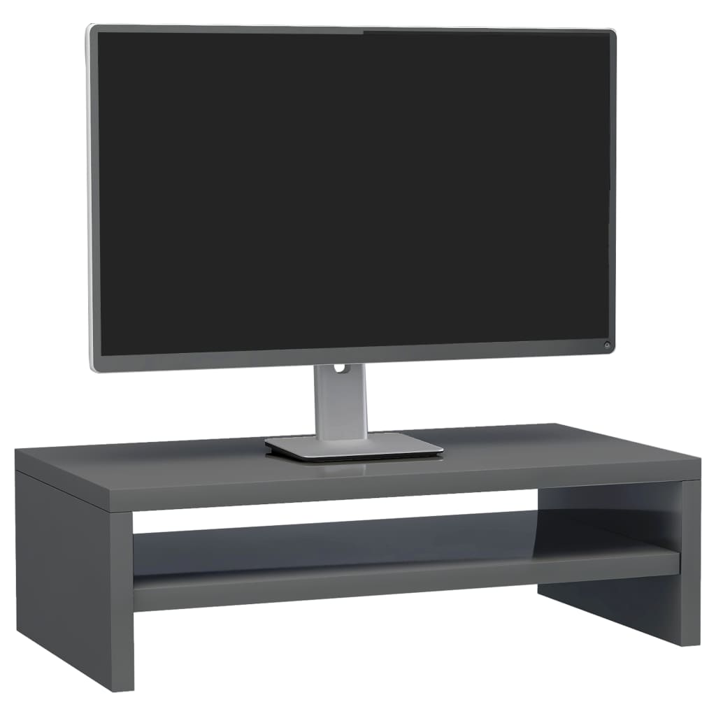 Monitor Stand High Gloss Grey 42x24x13 cm Chipboard