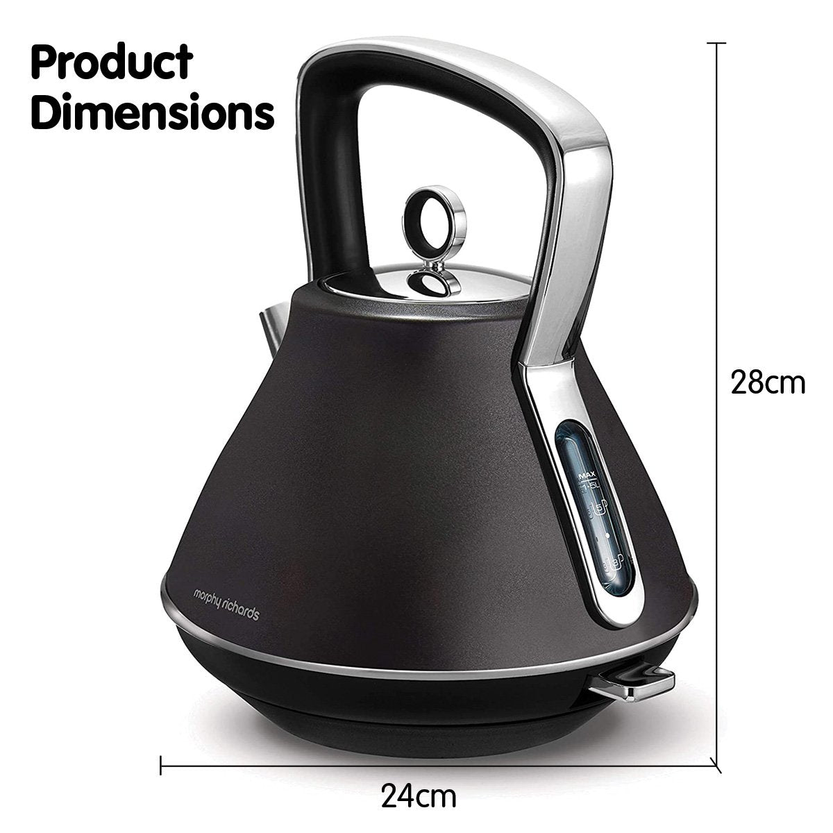 Morphy Richards Evoke 1.5L Black Pyramid Electric Kettle Black