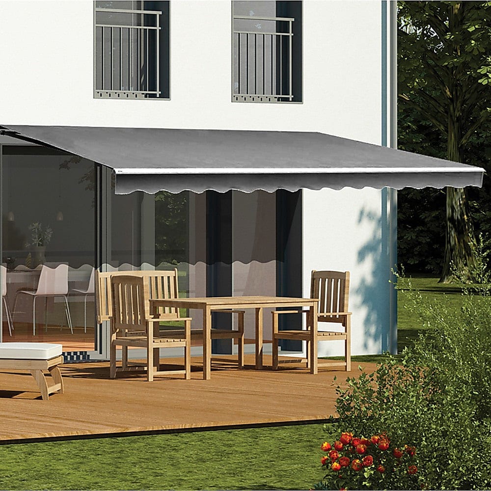 Motorised Outdoor Folding Arm Awning Canopy Grey